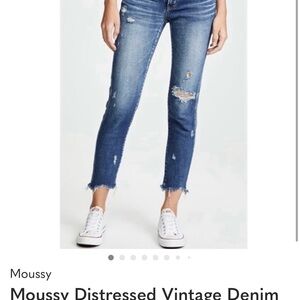 Moussy Blue Distressed Ankle Jeans